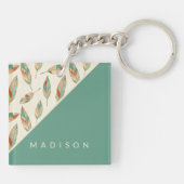 あなたの一流の|幾何学的な羽パターンを加えて下さい キーホルダー (裏面)