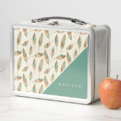 あなたの一流の|幾何学的な羽パターンを加えて下さい メタルランチボックス (インサイチュ)