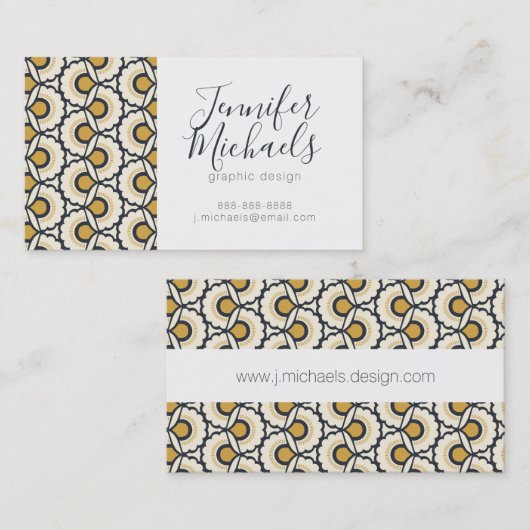 あなたの一流の|幾何学的な花パターンを加えて下さい 名刺 (正面/裏面)