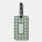 あなたの一流の|幾何学的な金ゴールド及び青いパターンを加えて下さい ラゲッジタグ (裏面縦)