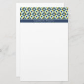 あなたの一流の|幾何学的な金ゴールド及び青いパターンを加えて下さい 便箋 (正面/裏面)