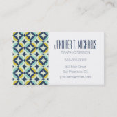 あなたの一流の|幾何学的な金ゴールド及び青いパターンを加えて下さい 名刺 (正面)
