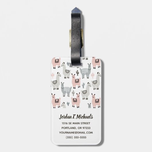 あなたの一流の|微笑のラマパターンを加えて下さい ラゲッジタグ (裏面縦)