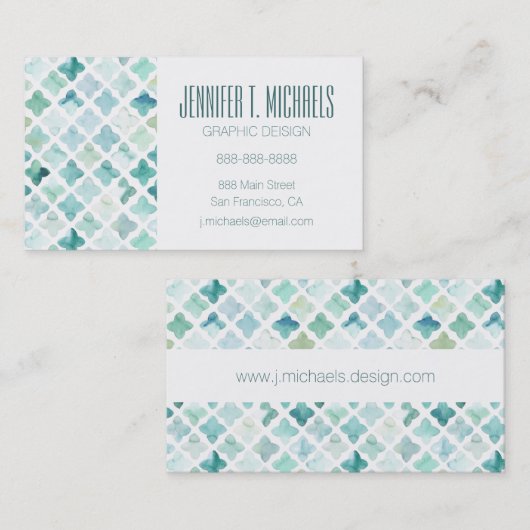 あなたの一流の|手塗りのターコイズパターンを加えて下さい 名刺 (正面/裏面)