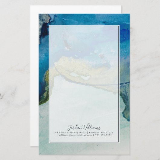 あなたの一流の|抽象的な地勢-青--を加えて下さい 便箋 (正面/裏面)