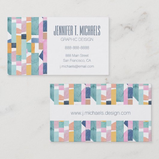 あなたの一流の|抽象的な水彩画の形パターンを加えて下さい 名刺 (正面/裏面)