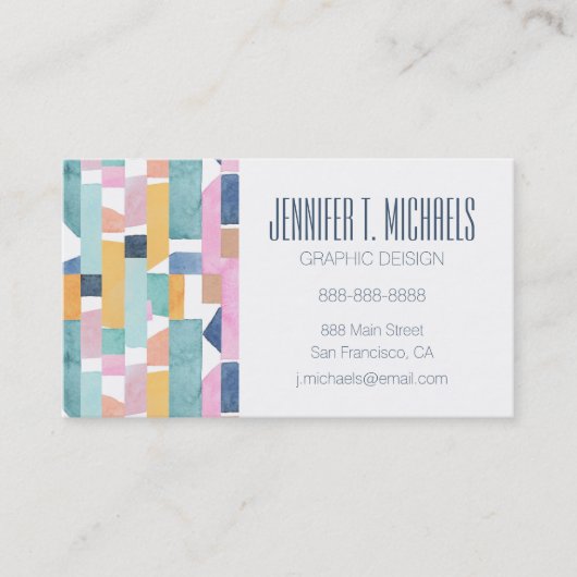 あなたの一流の|抽象的な水彩画の形パターンを加えて下さい 名刺 (正面)