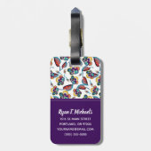 あなたの一流の|明るいハイビスカスパターンを加えて下さい ラゲッジタグ (裏面縦)