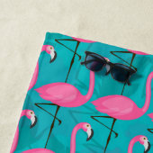 あなたの一流の|明るいフラミンゴパターンを加えて下さい ビーチタオル (インサイチュ)