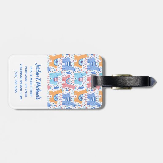 あなたの一流の|明るくカラフルなアルパカパターンを加えて下さい ラゲッジタグ (裏面横)