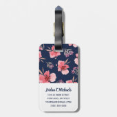 あなたの一流の|暗いピンクの水彩画パターンを加えて下さい ラゲッジタグ (裏面縦)