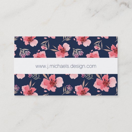 あなたの一流の|暗いピンクの水彩画パターンを加えて下さい 名刺 (裏面)