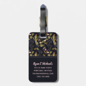 あなたの一流の|暗い夏の夜のサボテンパターンを加えて下さい ラゲッジタグ (裏面縦)