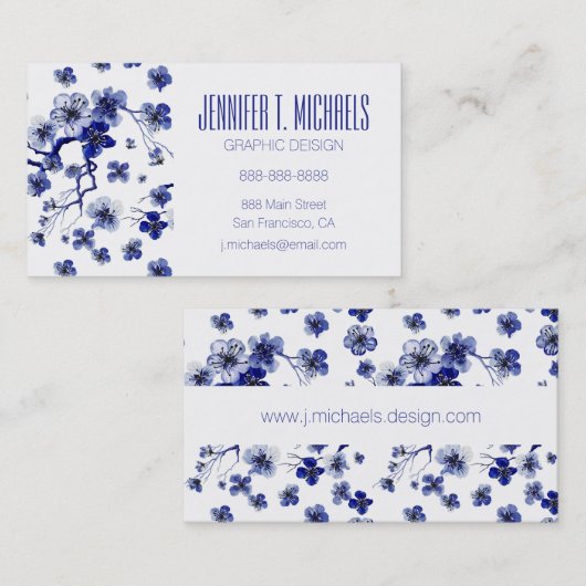 あなたの一流の|東洋の桜の枝パターンを加えて下さい 名刺 (正面/裏面)