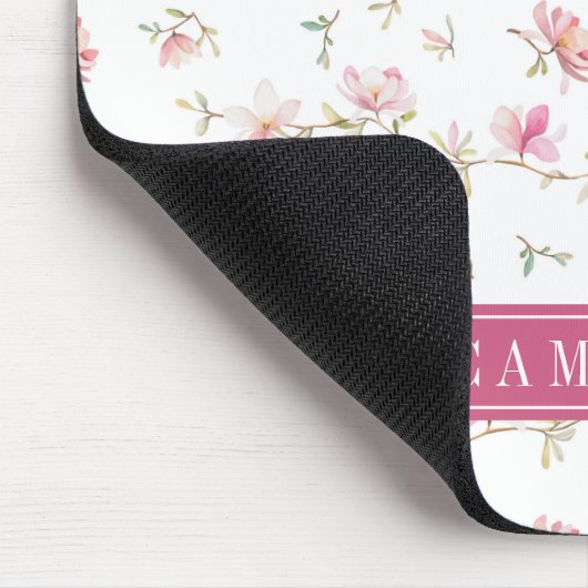 あなたの一流の|柔らかいピンクの水彩画の花を加えて下さい マウスパッド (コーナー)