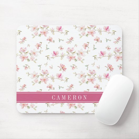 あなたの一流の|柔らかいピンクの水彩画の花を加えて下さい マウスパッド (マウス)