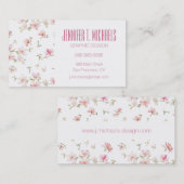 あなたの一流の|柔らかいピンクの水彩画の花を加えて下さい 名刺 (正面/裏面)