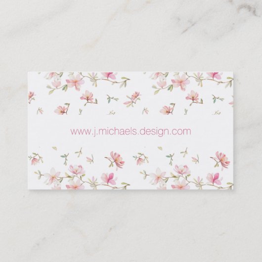 あなたの一流の|柔らかいピンクの水彩画の花を加えて下さい 名刺 (裏面)