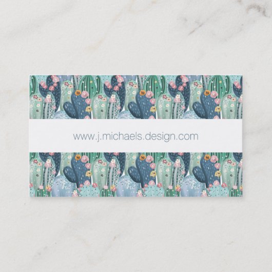 あなたの一流の|柔らかいPatelのサボテンパターンを加えて下さい 名刺 (裏面)