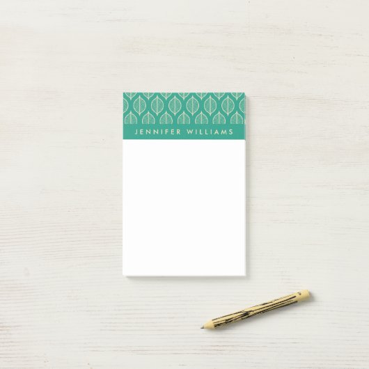 あなたの一流の|様式化された緑の葉パターンを加えて下さい ポストイット (デスク上)