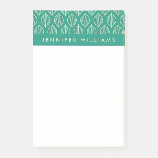 あなたの一流の|様式化された緑の葉パターンを加えて下さい ポストイット (正面)