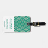 あなたの一流の|様式化された緑の葉パターンを加えて下さい ラゲッジタグ (正面横)