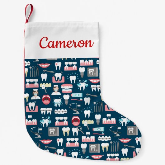 あなたの一流の|歯科医院のオフィスパターンを加えて下さい スモールクリスマスストッキング (正面)