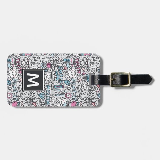 あなたの一流の|歯科漫画パターンを加えて下さい ラゲッジタグ (正面横)