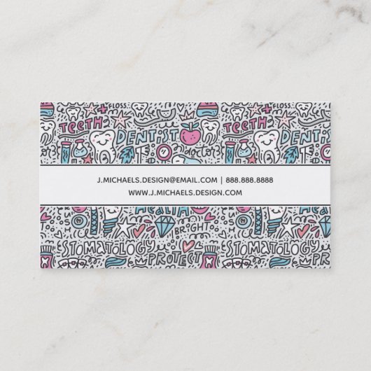 あなたの一流の|歯科漫画パターンを加えて下さい 名刺 (裏面)