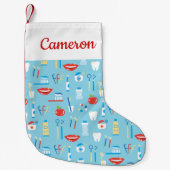 あなたの一流の|歯科青いパターンを加えて下さい スモールクリスマスストッキング (正面)