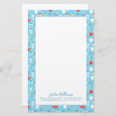 あなたの一流の|歯科青いパターンを加えて下さい 便箋 (正面/裏面)