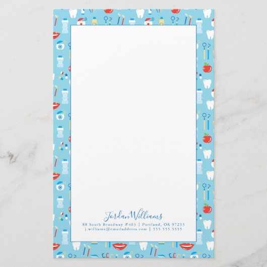 あなたの一流の|歯科青いパターンを加えて下さい 便箋 (正面)