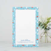 あなたの一流の|歯科青いパターンを加えて下さい 便箋 (スタンド正面)