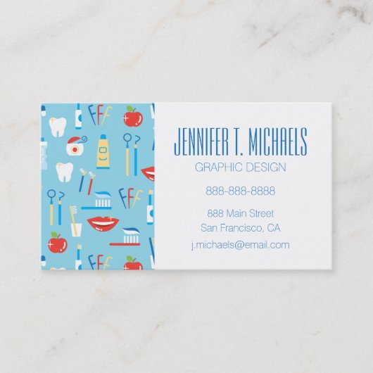 あなたの一流の|歯科青いパターンを加えて下さい 名刺 (正面)