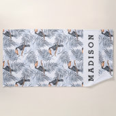 あなたの一流の|灰色のToucanを加えて下さい ビーチタオル (正面)