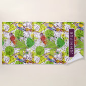 あなたの一流の|熱帯オウムを加えて下さい ビーチタオル (正面)