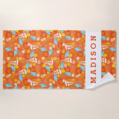 あなたの一流の|熱帯ヨットパターンを加えて下さい ビーチタオル (正面)