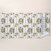 あなたの一流の|熱帯掘っ建て小屋およびやしを加えて下さい ビーチタオル (正面)