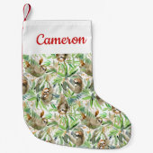 あなたの一流の|熱帯水彩画の怠惰パターンを加えて下さい スモールクリスマスストッキング (正面)