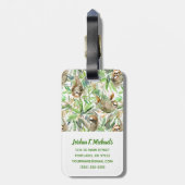 あなたの一流の|熱帯水彩画の怠惰パターンを加えて下さい ラゲッジタグ (裏面縦)