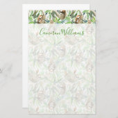 あなたの一流の|熱帯水彩画の怠惰パターンを加えて下さい 便箋 (正面/裏面)