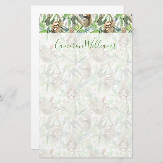 あなたの一流の|熱帯水彩画の怠惰パターンを加えて下さい 便箋 (正面/裏面)