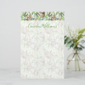 あなたの一流の|熱帯水彩画の怠惰パターンを加えて下さい 便箋 (スタンド正面)