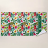 あなたの一流の|熱帯水彩画を加えて下さい ビーチタオル (正面)