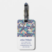 あなたの一流の|熱帯青い怠惰パターンを加えて下さい ラゲッジタグ (裏面縦)