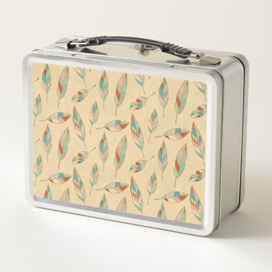 あなたの一流の|珊瑚の羽パターンを加えて下さい メタルランチボックス (裏面)