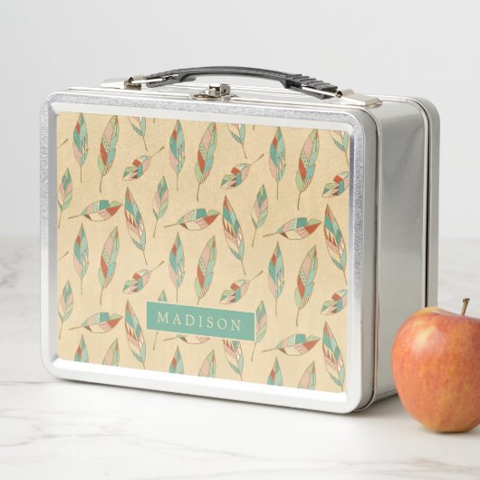 あなたの一流の|珊瑚の羽パターンを加えて下さい メタルランチボックス (インサイチュ)