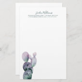 あなたの一流の|紫色のサボテンを加えて下さい 便箋 (正面/裏面)