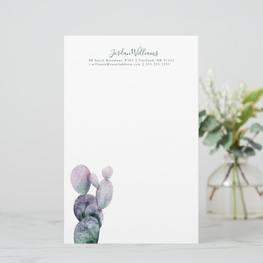 あなたの一流の|紫色のサボテンを加えて下さい 便箋 (スタンド正面)