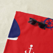 あなたの一流の|細いヨットパターンを加えて下さい ビーチタオル (インサイチュ)